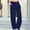 Navy, variant on Juslio Women Pants High Waist with Pockets Casual Elastic Waist Linen Linen Pants L