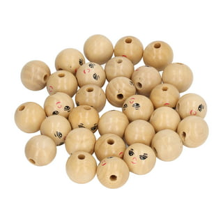 50Pcs Round Wooden Smile Face Beads Wood Loose Beads Round Spacer
