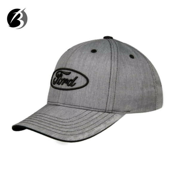 Ford Embroidered Oval Logo Ball Cap, Weathered Grey, Heathered Cotton Twill
