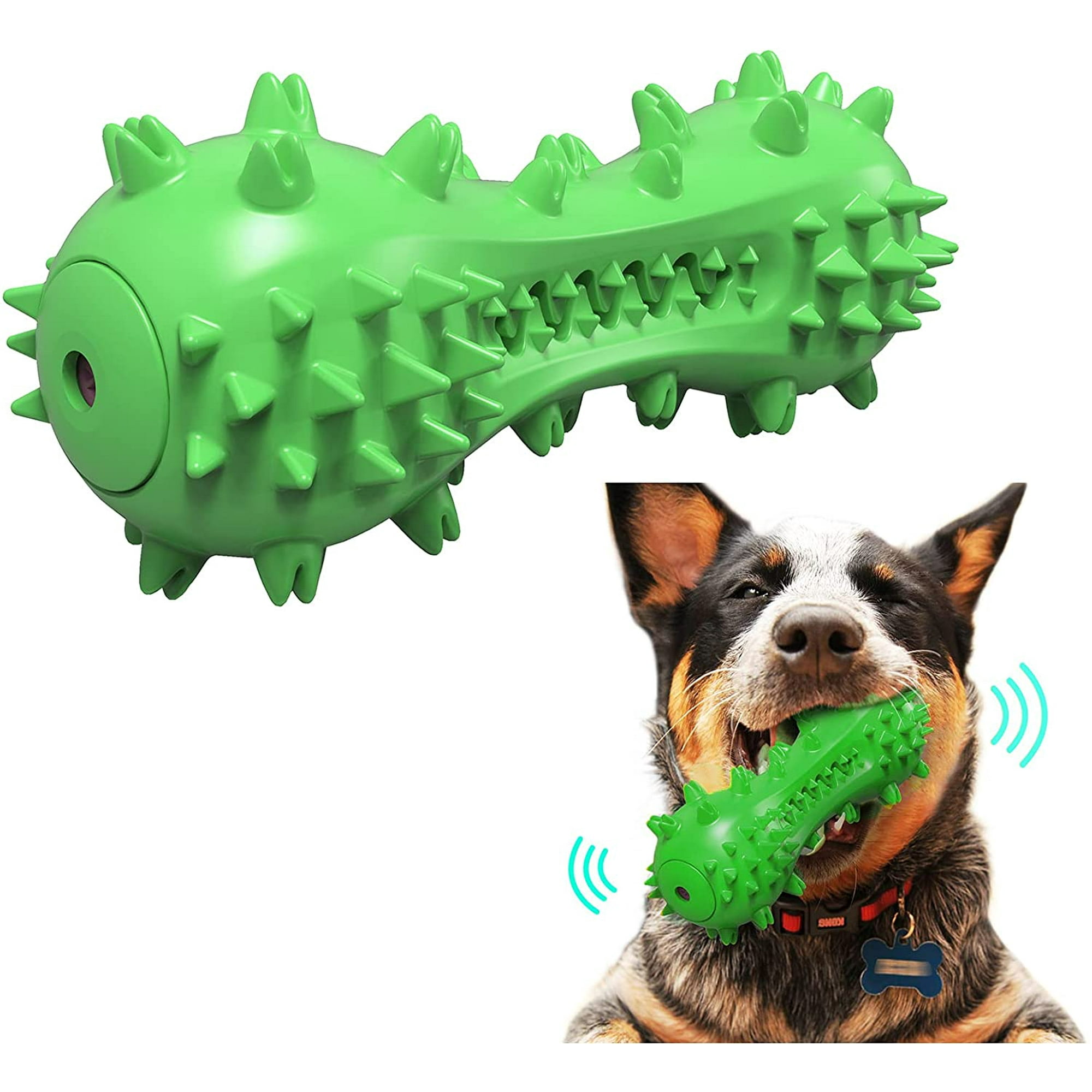 Dog Toothbrush Chew Toy Squeaky Dog Chewing Cleaning Stick Natural Rubber Teeth Care Interactive Dog for Aggressive Chewers Large Medium Small Breed