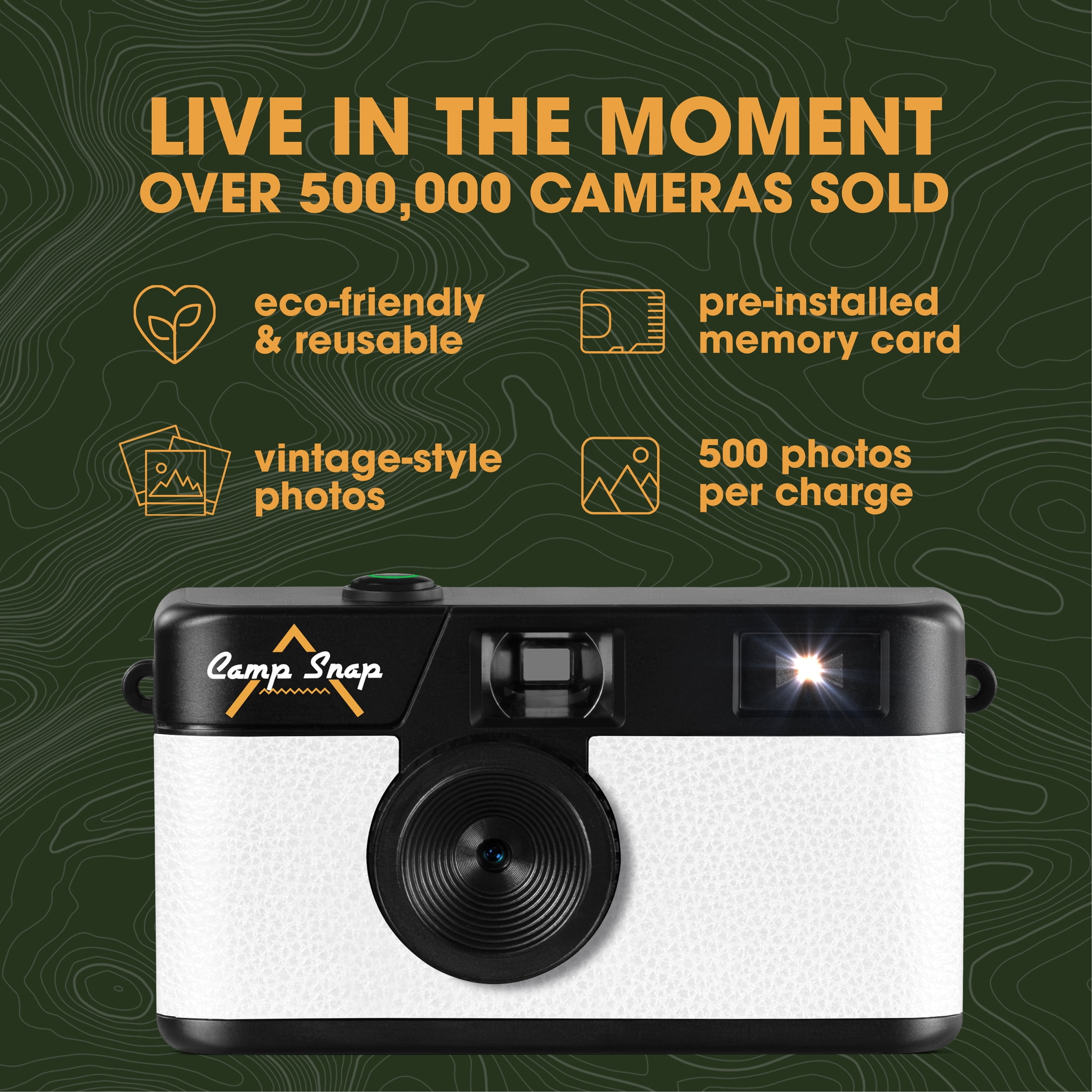 Camp Snap Screen-Free Digital Camera, Easy to Use, Point and Snap for All Ages, Artic White