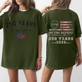 thumbnail image 2 of 250 Years Anniversary Short Sleeve T Shirt Loose Fit Crewneck Tee with Printed Graphic Front and Back Design for Women Men Dark Green 3XL, 2 of 5