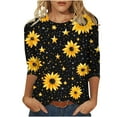 thumbnail image 2 of Cavosen Women's 3/4 Sleeve Tops Crew Neck Pullover T-Shirts Sunflower Print Soft Tops Holiday Blouse Baggy Novelty Dressy Shirts Workout Resort Tees Summer Clothes Orange M, 2 of 5