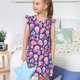 thumbnail image 4 of Fotbe cartoon rainbow Skull Vestido de Dormir para Niñas de 3 a 10 Años, Mangas Cortas, Estilo Princesa, Pijama Camisón con Mangas Voladas-XX-Large, 4 of 6