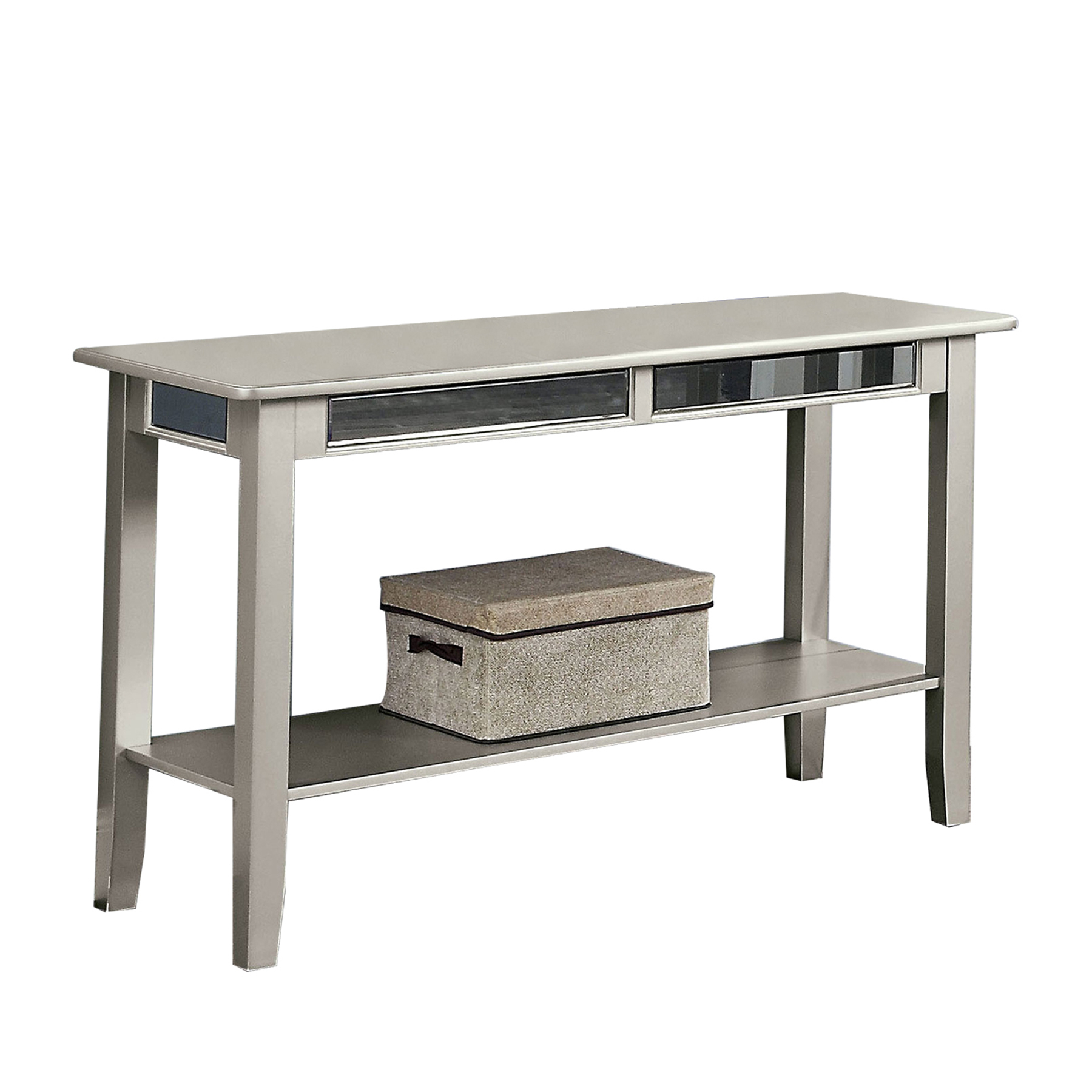 Sofa Table with Open Bottom Shelf and Mirror Panels, Silver Walmart