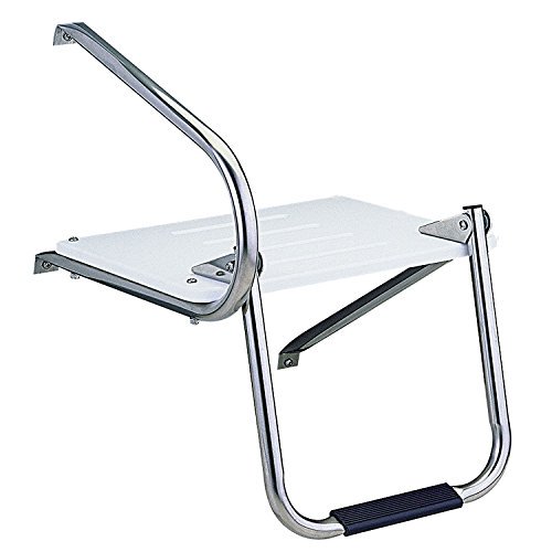 Pactrade Marine Boat Universal Fiberglass Swim Platform Under Mount Fold Down Ladder 1 Step Inboard One Rail