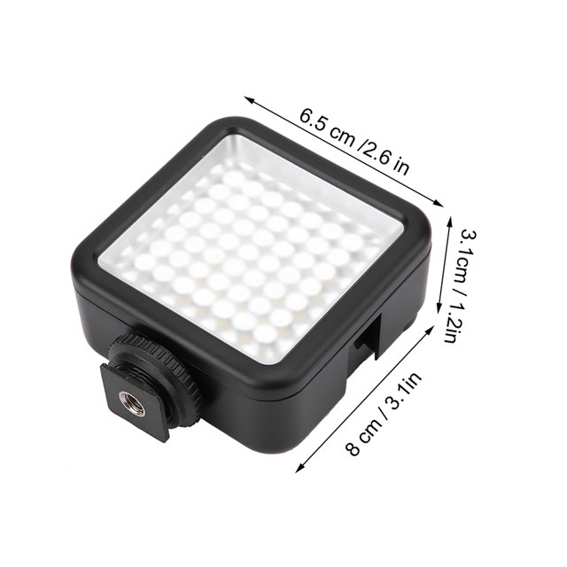 Mini Panel de Luz de Vídeo LED, Luz de Relleno Regulable Para Cámarae Con 49 piezas LED de temperatura de color de 6000 K, Batería AA, Ultraligerio, 3 Soportes de Zapata Fría