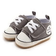 thumbnail image 3 of WILLFUN Baby Boys Girls High-Top Ankle Canvas Sneakers Toddler Soft Rubber Sole Infant Crib Shoes(12-18 Months Infant,Gray), 3 of 5