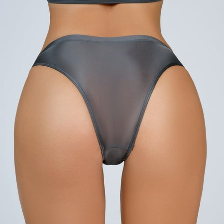 Ukumplol Panties for Women Womens Underwear Underpants for Women s Silky Shiny Low Waist Briefs Transparent Underwear Underpants for Women Womens Panties Gray M