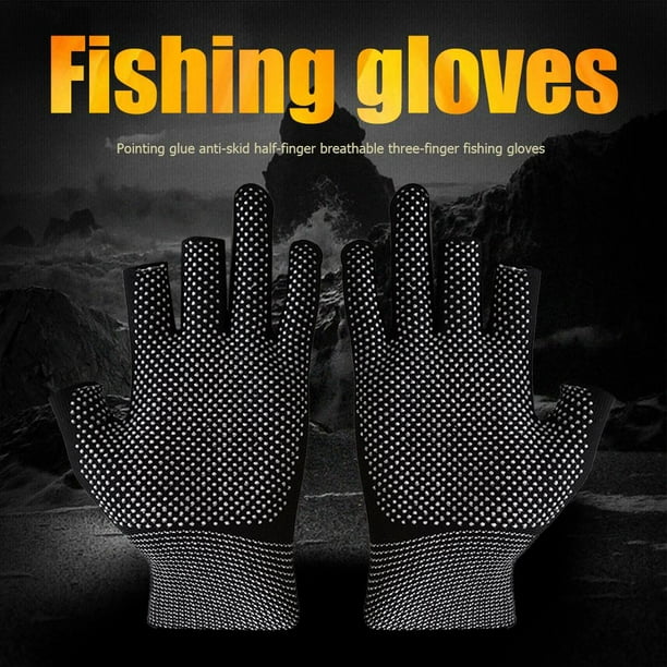 TB&W 3 Fingers Cut Fishing Gloves Anti-Slip Sunscreen Angling Gloves  (Black) 