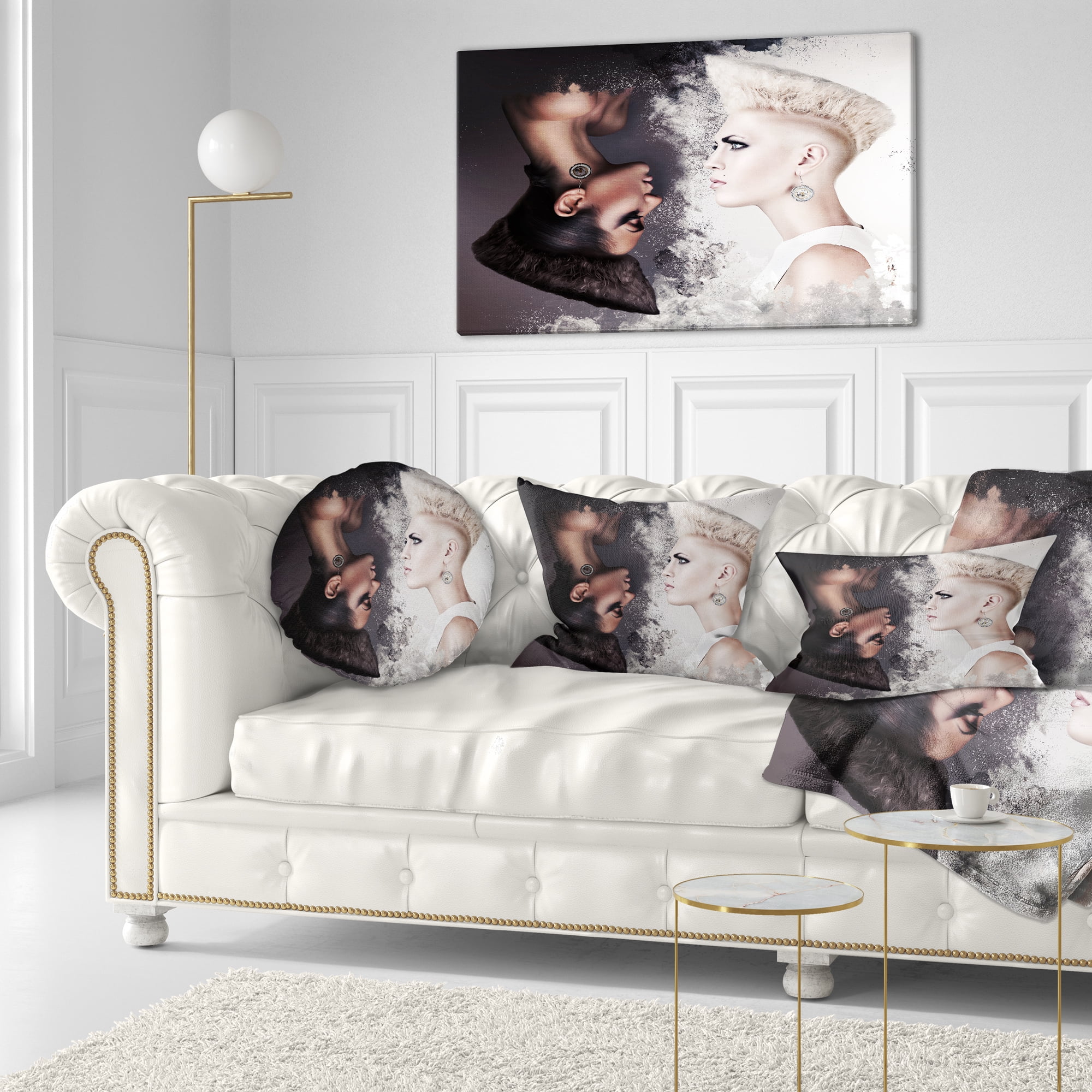 Designart Evil and Good Beautiful Women - Portrait Throw Pillow - 12x20