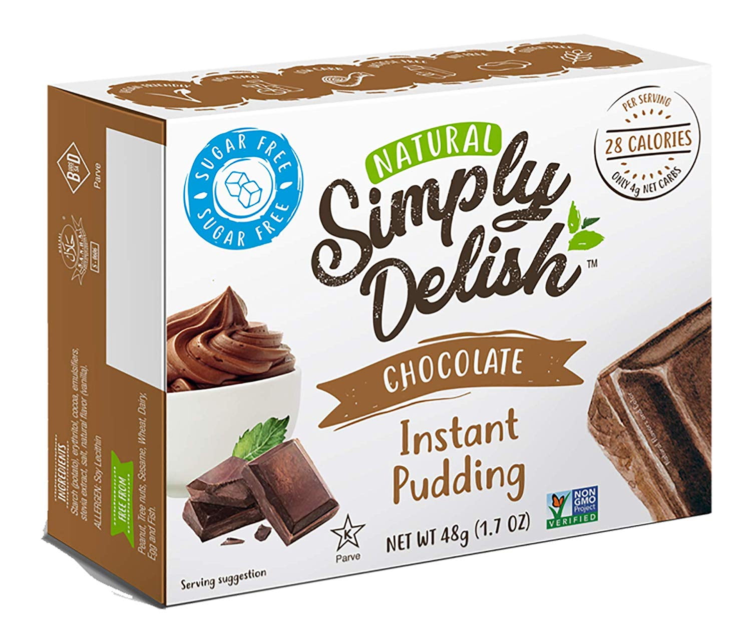 Simply Delish Natural Instant Chocolate Pudding Sugar Free, Non GMO