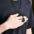 thumbnail image 6 of 1 piece retro hexagonal blue green chalcedony crystal pendant necklace - geometric stone jewelry with black rope, universal casual outfit for men and women and Valentine's Day, Mother's Day,,Silver, 6 of 10