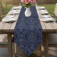 thumbnail image 6 of Navy Blue Table Runner Linen Burlap Table Runner 70 Inches Long Boho Vintage Ethnic Tribe Abstract Art Dresser Scarves for Kitchen Island Coffee Dining Party Wedding Banquet Holiday Decor 13"x70", 6 of 8