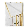 thumbnail image 2 of Bamboo Print Soft Flannel Fleece Throw Blanket, Bamboo Grove Calm Your Mind Slow down Relax Hand Drawn Style Artwork, Cozy Plush for Indoor and Outdoor Use, 50" x 70", Cream Brown White, by Ambesonne, 2 of 5