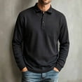thumbnail image 2 of SGFCWSX Mens Long Sleeve Shirt, Casual Business Button-Down Collar Top with Half-Button Placket Black Size S, 2 of 8