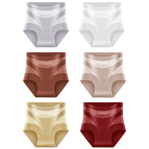 WCJM Tummy Control Body Shaping Brief 6 Pack Women Seamless Panties Compression Underwear Girdle Postpartum Plus Size Panties(XL)