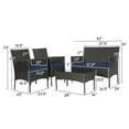 thumbnail image 3 of Costway 4 PCS Patio Rattan Furniture Set Cushioned Sofa Coffee Table Backyard Porch Navy, 3 of 10