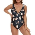 thumbnail image 3 of One Piece Swimsuit for Women Plus Size One-Piece Show Printing Wire Free With Pad Flowers Set, 3 of 7