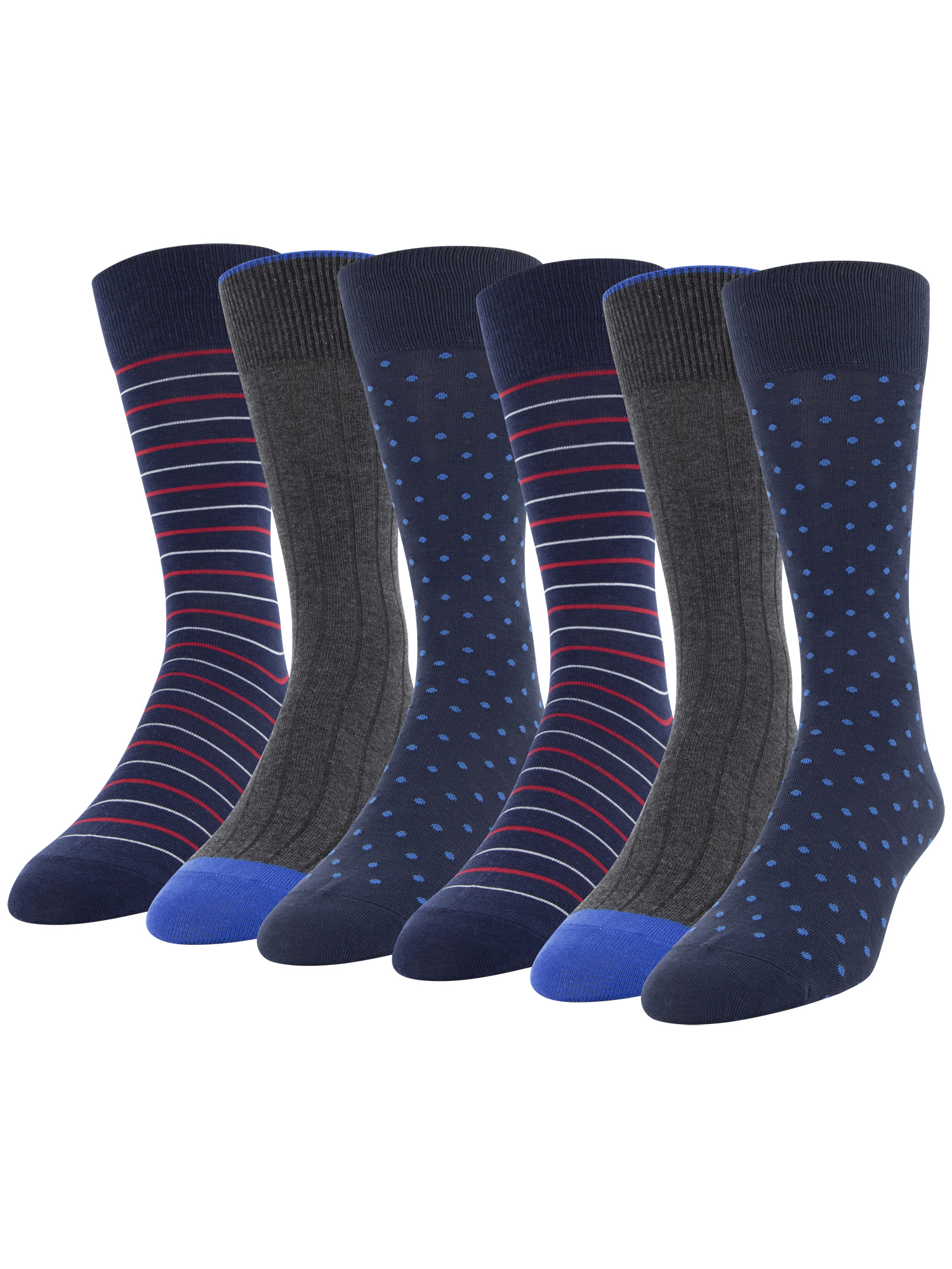Men's Dot Crew Socks, 6 Pairs