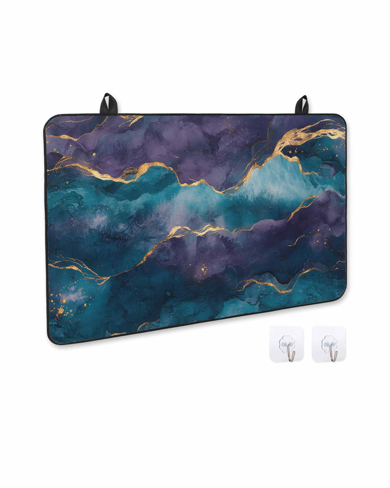 nqOlkjepod Large Induction Cooktop Protector Mat 36"x21", Blue Purple Marble Stove Top Covers for Electric Stove, Modern Abstract Gradient Texture Stove Burner Cover Mats, Glass Top Stove Cover