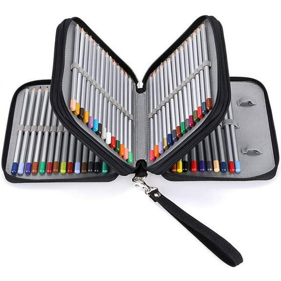 Zippered Pencil Case-Canvas 72 Slots Handy Pencil Holders for for Prismacolor Watercolor Pencils, Crayola Colored Pencil