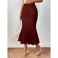 thumbnail image 4 of Women's Fashion Knitted Jacquard High Waisted Stretch Hip Fishtail Skirt Long Skirt Size S, 4 of 10