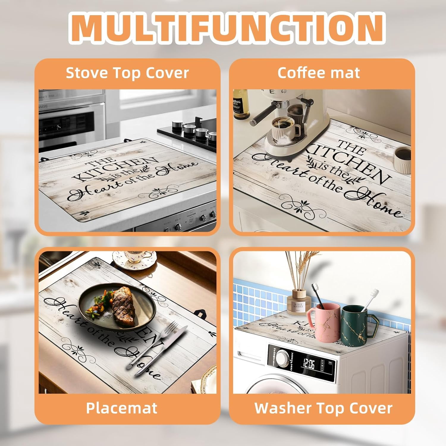Stove Top Covers for Electric Stove, Extra Thick Rubber Heat Resistant Anti-scratch Glass Induction Cooktop Protector, Oven Cover, Dish Drying Mat, Range Cover for Kitchen, 28.5x20.5 inch