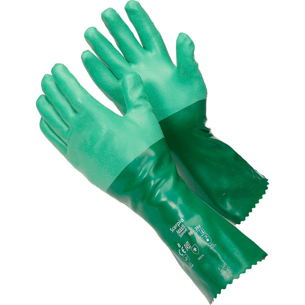 Ansell Scorpio® Chemical Resistant Gloves,14"L, Gauntlet Cuff, Size 8