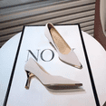 thumbnail image 1 of Tacones altos de mujer de estilo francés de moda Nueva colección de otoño 2024 Zapatos de tacón bajo con punta de metal para uso diario profesional, 1 of 4
