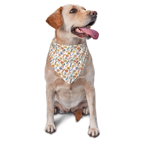 Naloa Retro Floral Dog Bandanas 1PC Washable Triangle Dog Scarfs Premium Durable Fabric for Small Medium Large Dogs and Cats