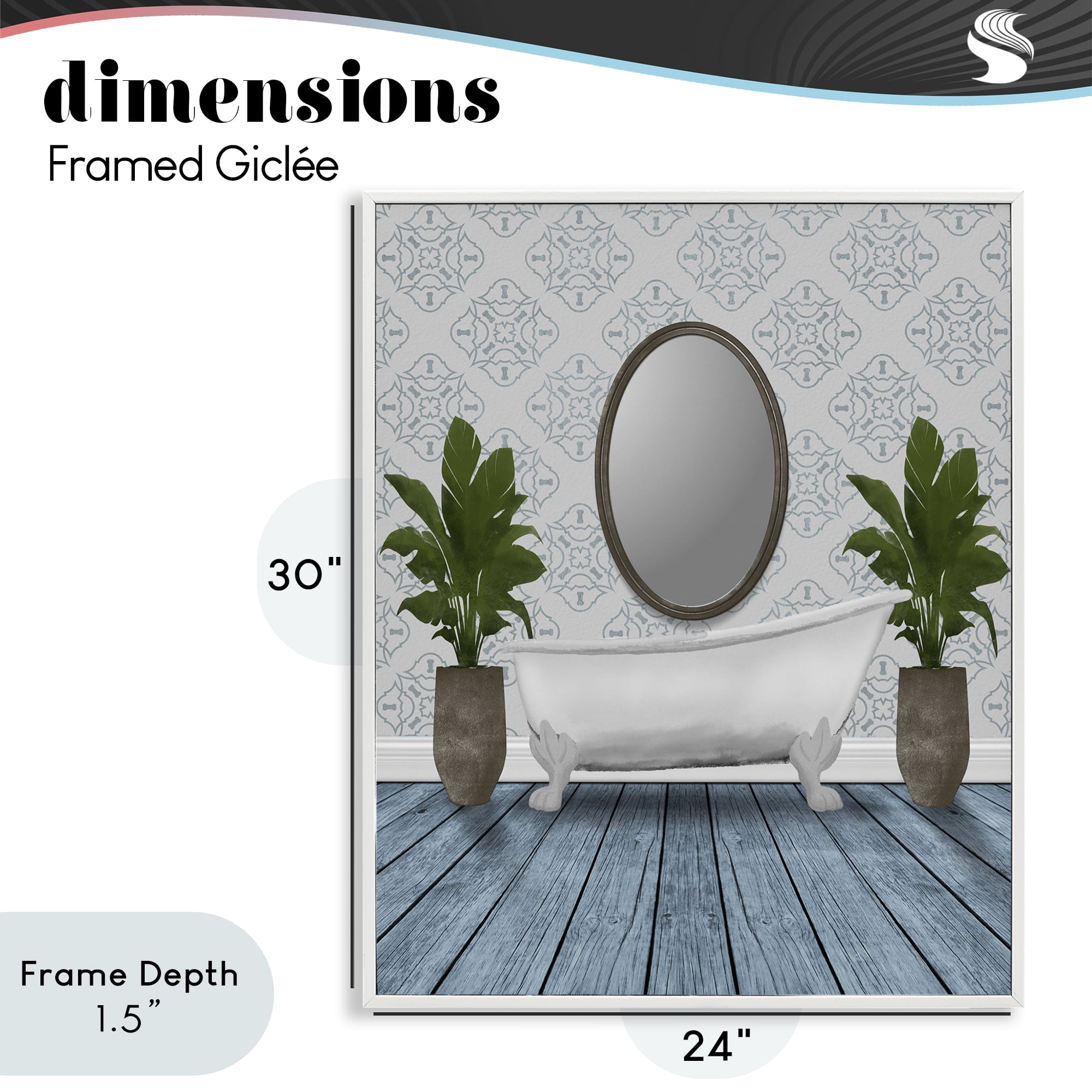 Stupell Industries Restful Wash Bathtub White Framed Giclee Art, design by Marcus Prime