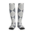 thumbnail image 2 of Socks Calf Pressure Socks Breathable Moisture Absorbent 11.8in×7.9in Full Print Designed For Hiking Walking Sports Argyle Plaid Lightslategray_1 2 Black-2, 2 of 8