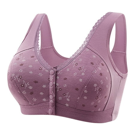 Homenesgenics Bras for Women Plus Size Clearance Sports Bra Cotton 48 ddd Women Sexy Front Buckle for Middle-Aged and Elderly underwear Soft Cotton Oversized Tank Top Wireless Bra Purple 44/100