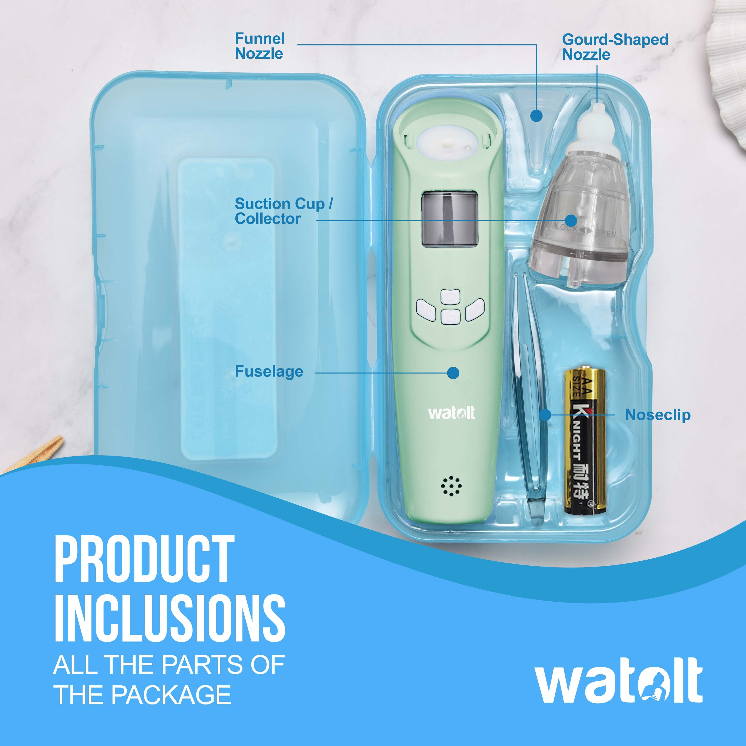 Watolt Baby Nasal Aspirator - Electric Nose Suction for Baby - Automatic Booger Sucker for Infants - Battery Powered Snot Mucus Remover for Kids Toddlers