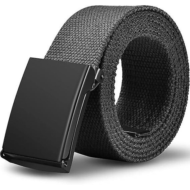 Cinturones para hombres, Cinturones de trabajo para hombres, Hombres Cinturón de golf de nailon de tela de lona ajustable que se adapta a cualquier lugar, negro
