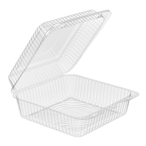 EcoQuality 118oz 9X8.75X3 Clear Plastic Hinged Container Tamper Resistant Multiple Use Food Storage Container SLP80 (25)