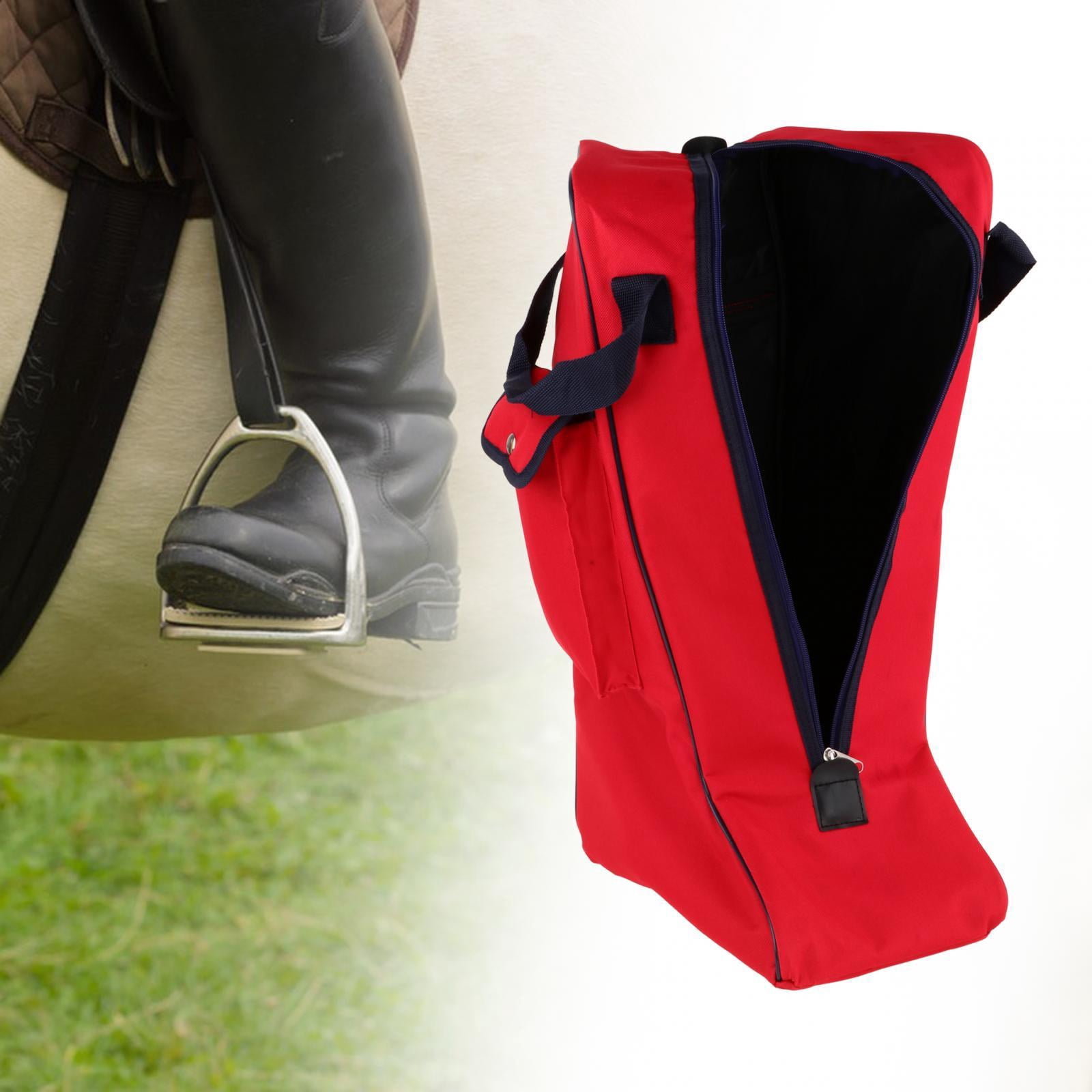 figatia Portable Knight Boot Bag with Carrying Handle for Camping Side Pocket Versatile Large Capacity Equestrian Equipment Organizer Red