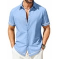 thumbnail image 6 of COOFANDY Mens Summer Shirts Linen Button Up Casual Beach Cuban Shirts Hawaiian, 6 of 6