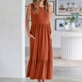 thumbnail image 6 of Wycnly Summer Dresses for Women Maxi Dresses for Women 2024 Loose Flowy Pleated Swing Beach Long Tank Dresses with Pocket Girls Trendy Solid Crewneck Sleeveless Maxi Sun Dresses, 6 of 6