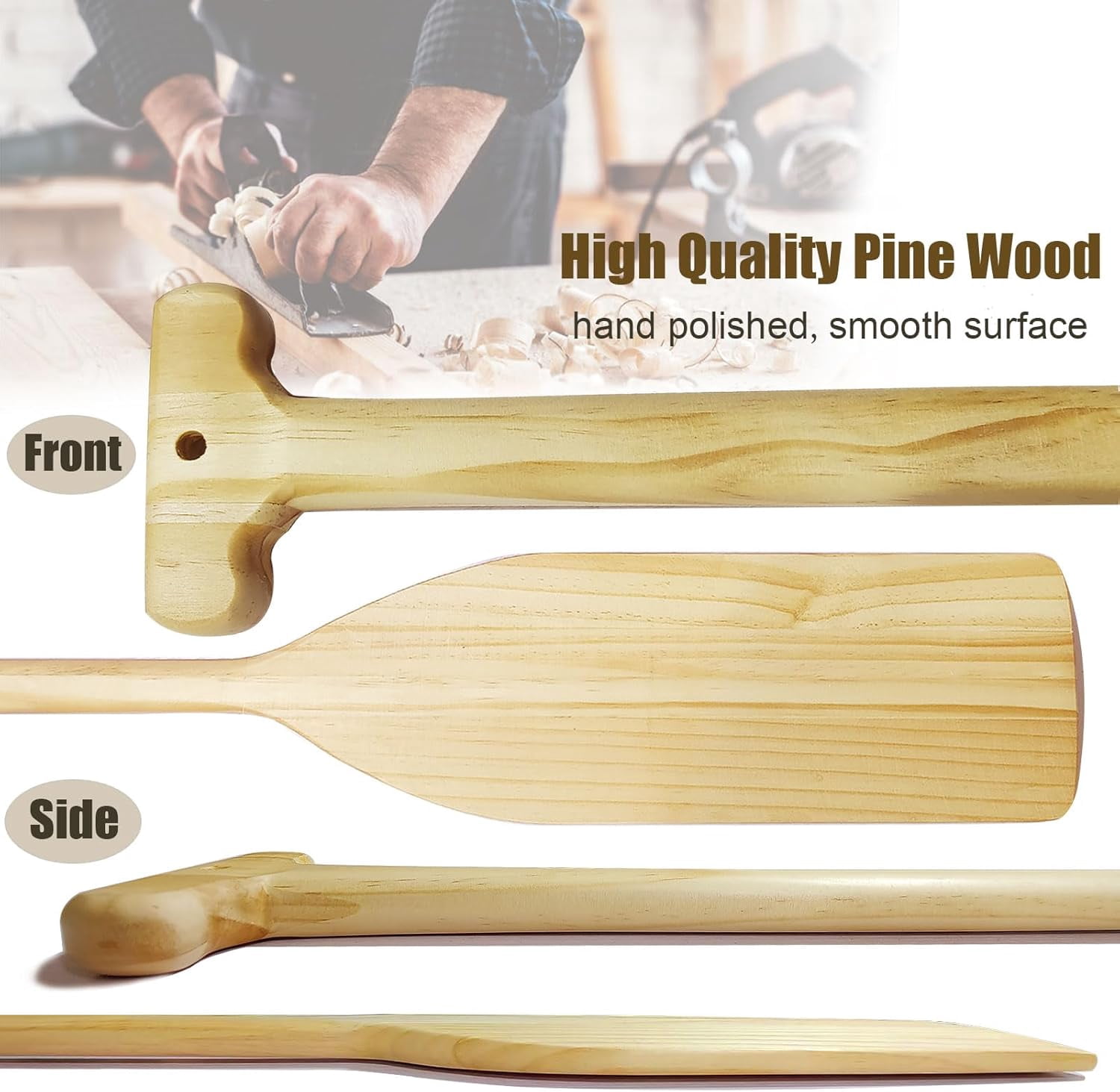 2 Pcs Oar Canoe Paddle 4 Feet Wooden Boat Paddle, Ergonomic Grip,Pine Wood Paddle Oars for Kayak Water Sport DIY Home Decoration