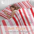 thumbnail image 4 of 3 Piece Red Pink Stripe Duvet Cover Set Queen Size, Microfiber Comforter/Quilt Cover with Corner Ties and 2 Pillowcases, Geometric White Vertical Striped All Season Soft Bedding with Zipper Closure, 4 of 8