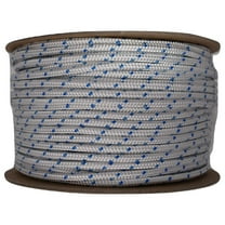 White with Blue Tracers 1/4 Inch x 300 ft Braided Marine Rope Dock Line