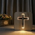 thumbnail image 2 of Desktop 3D Wooden Cross USB LED Night Light Table Lamp Home Decoration Gift, 2 of 5