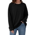 thumbnail image 2 of Sokhug Womens Round Neck Sweatshirt Long Sleeve Loose Pullover Tops Casual Comfort with Side Pocket Solid Color Fashion Sweatshirt Tops, 2 of 6