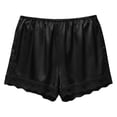 thumbnail image 5 of SOFTCCLO Shorts for Women Solid Satin Lace Shorts Elastic Waist Mini Casual Womens Shorts Black L, 5 of 5