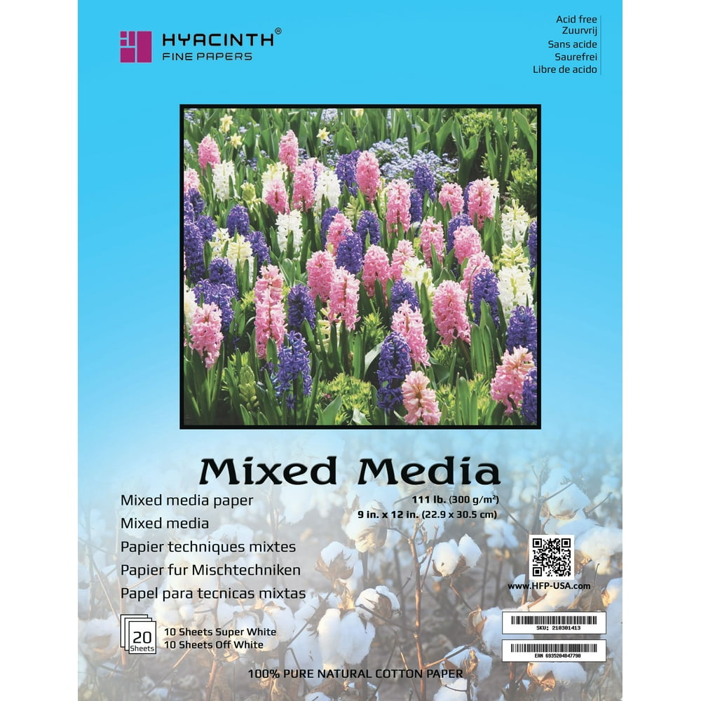 MIXED MEDIA 100 COTTON CARDSTOCK PAPER 111 LB / 300 GSM 9X12" 10