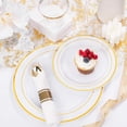 thumbnail image 5 of 350 Pieces Gold Plastic Plates - Disposable Silverware and Cups, Include: 50 Dinner Plates 10.25”, 50 Dessert Plates 7.5”, 50 Gold Rim Cups 9 OZ, 50 Gold Cutlery for Thanksgiving, 5 of 16