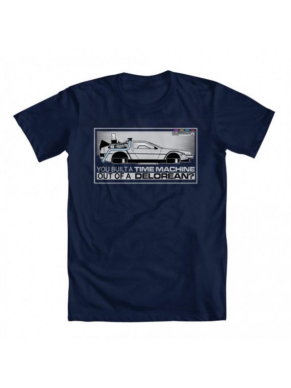 DeLorean Original Artwork Inspired by Back To The Future Men's T-shirt Blue Small