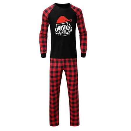 

Frehsky matching family outfits Matching Family Pajamas Sets Christmas Crew Print Top And Plaid Pants Sleepwear For Dad